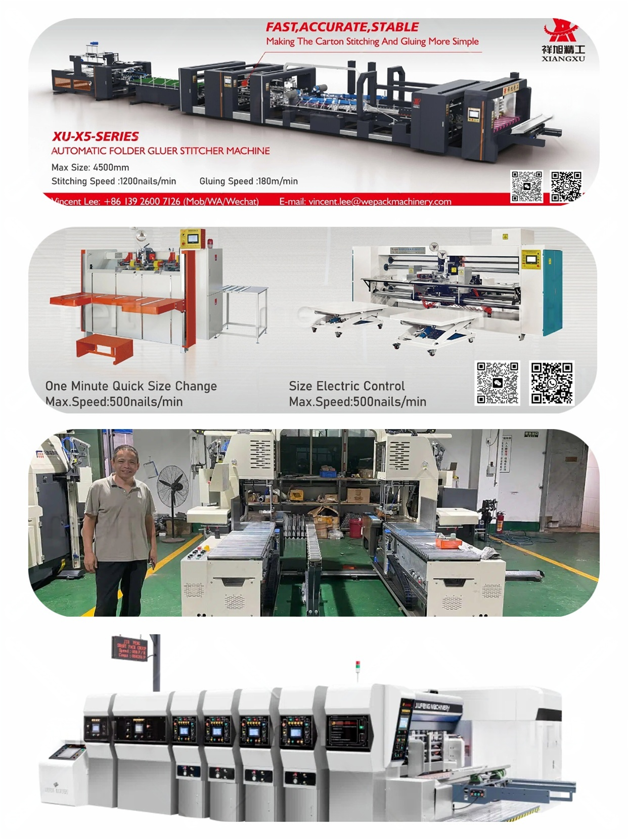 คุณภาพ โฟลเดอร์ Gluer Stitcher อัตโนมัติ โรงงาน