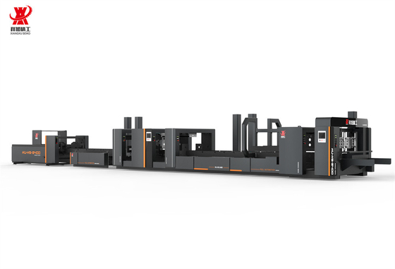 การทํากระดาษกล่องอัตโนมัติ Gluer Stitcher การเย็บคู่ สีดําด้วย PLC